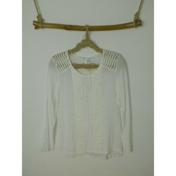 Monoreno Blouse Size Small Ivory Embroidered Peasant‎ Boho Tunic - Picture 2 of 9